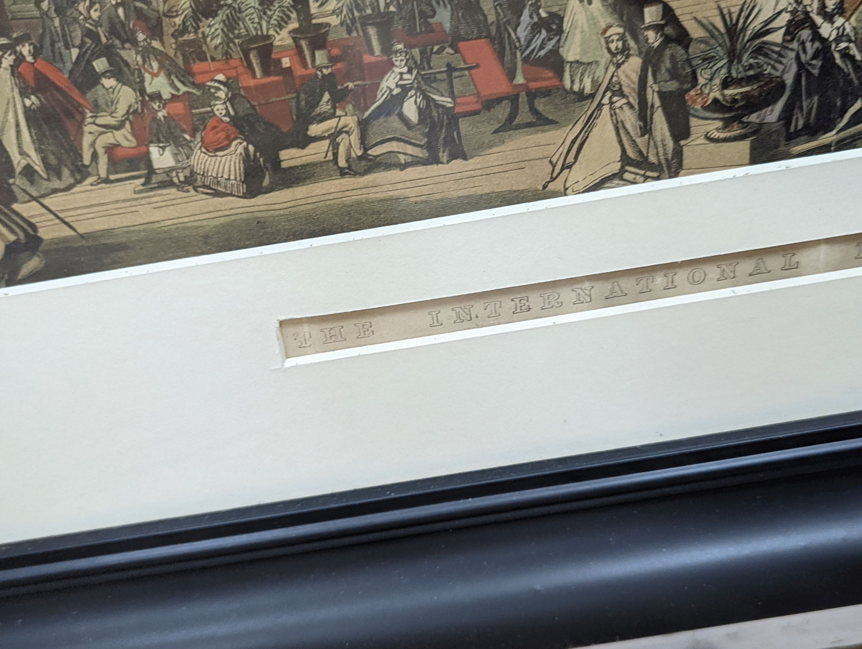 A Victorian chromolithograph of The International Exhibition - The Nave, 46 x 63cm
